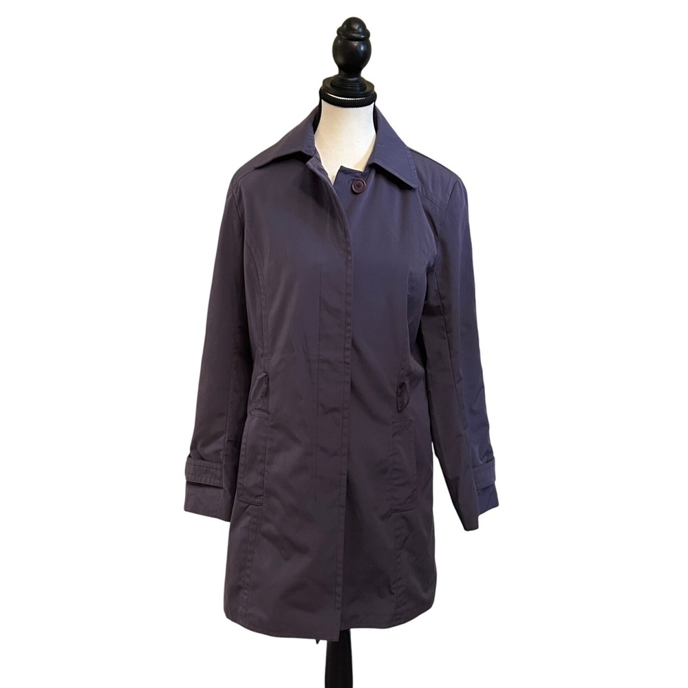 London Fog Women's Purple Trench Coat Classic Style Raincoat Jacket‎ NO BELT